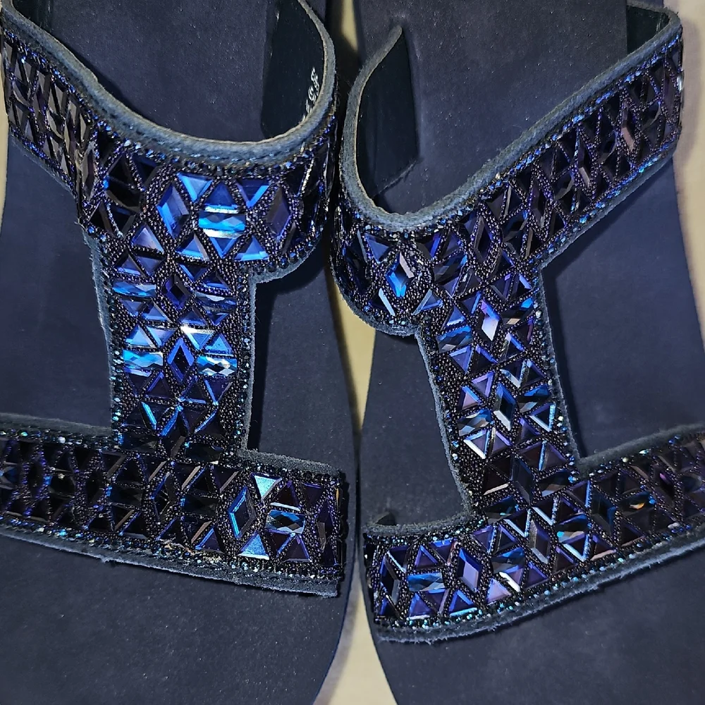 Yellow Box Navy Wedges with Shimmer Accents - Picture 8 of 11
